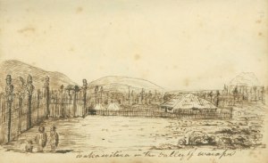 Whakawhitirā church in the Waiapu valley (cf. 1830)